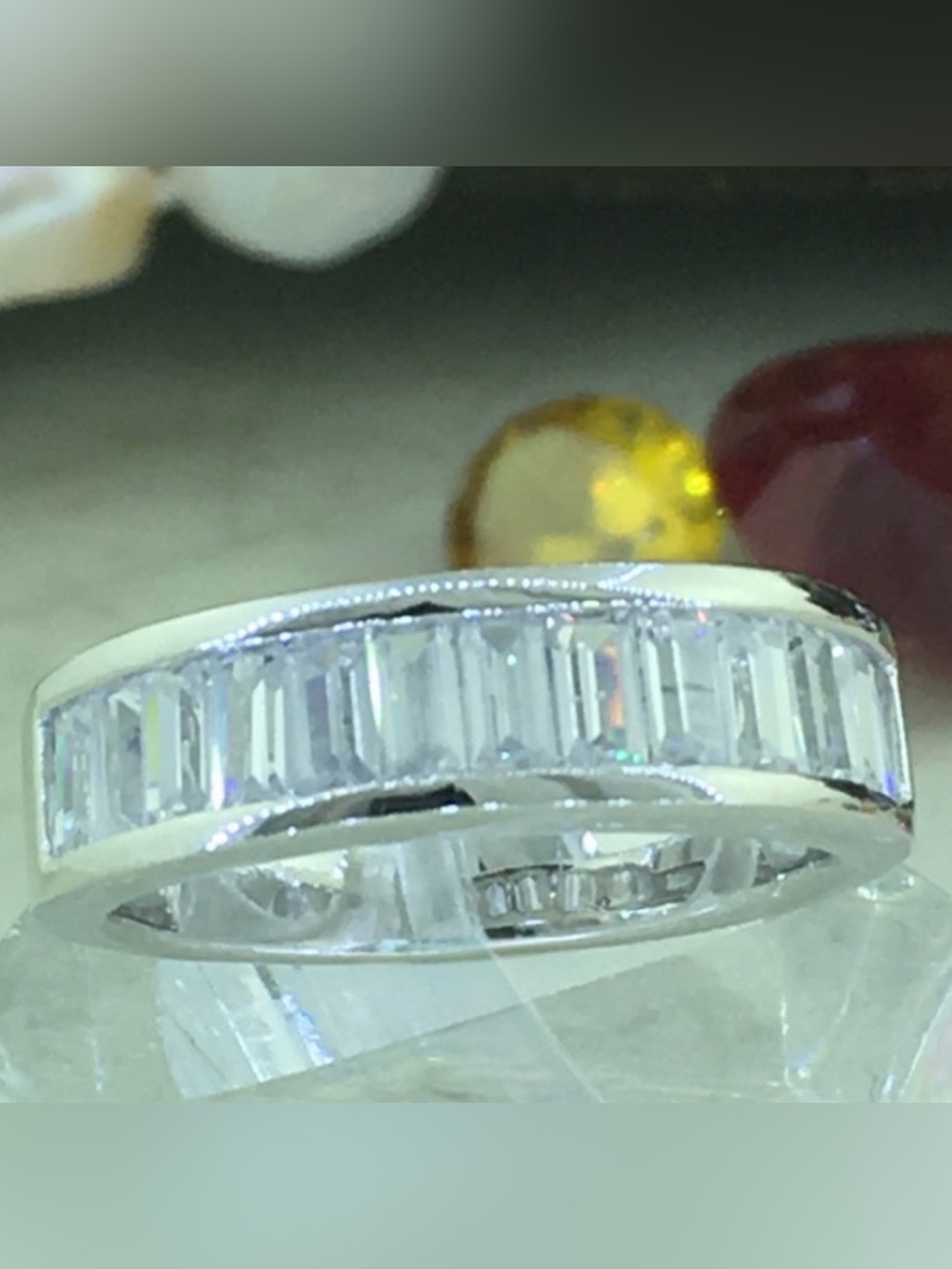 Classic Silver Baguette Cubic Zirconia Eternity Band - Silver